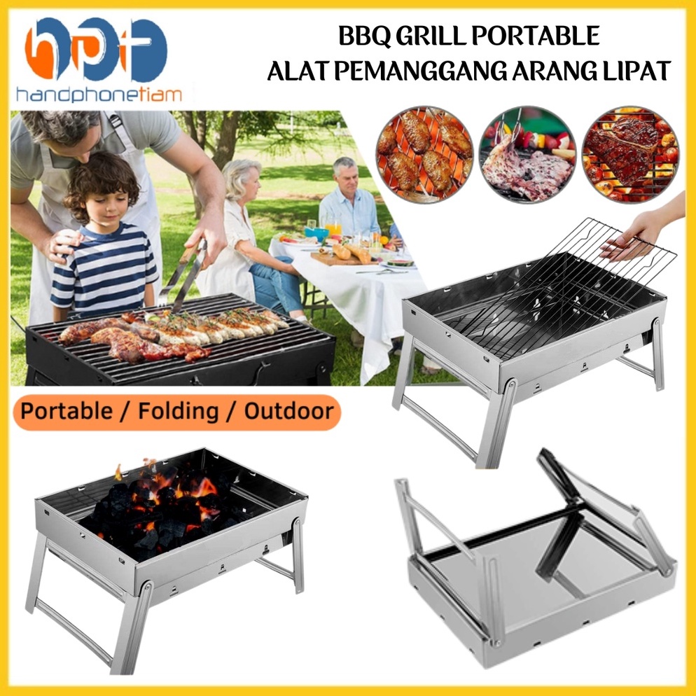 Modern.. Alat Panggangan Arang Lipat Portable BBQ Grill Box Outdoor Camping Pemanggang Serbaguna Bak