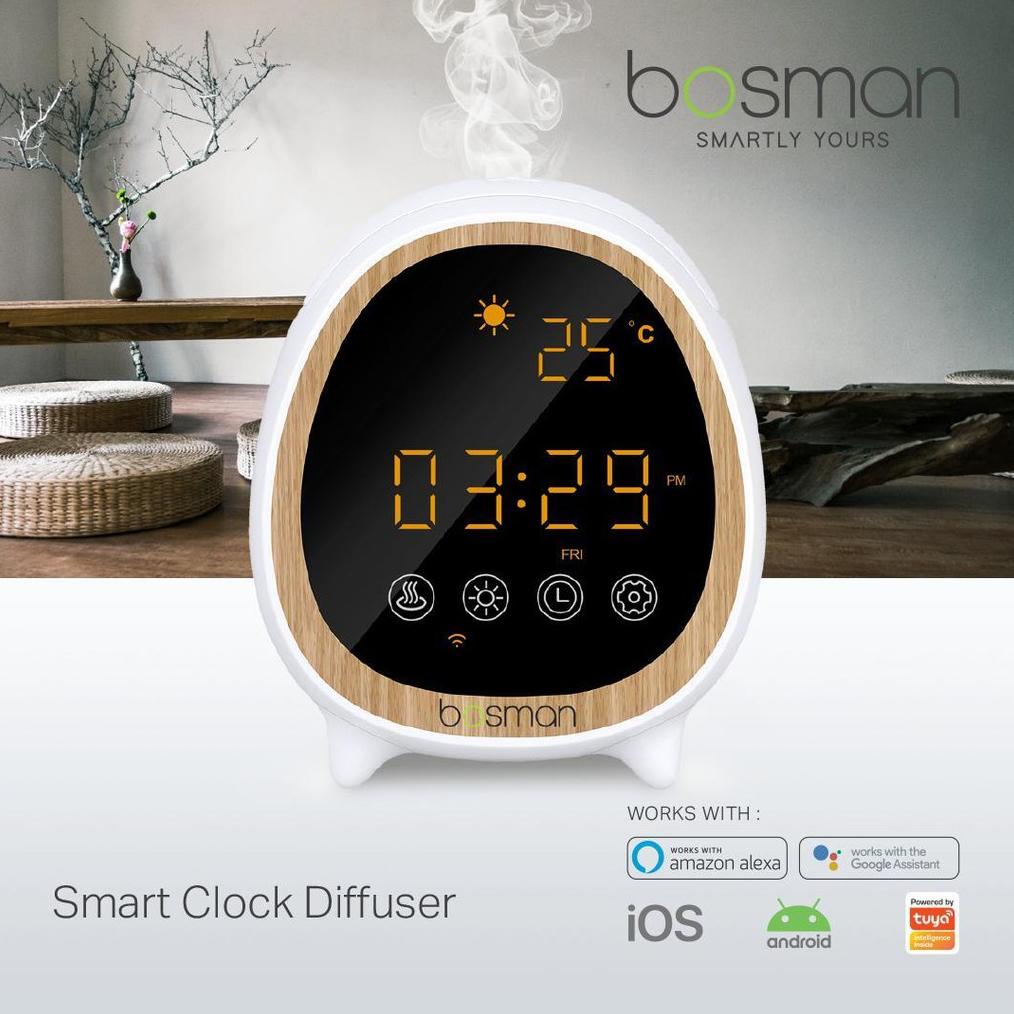 PROMO Bosman Smart Clock Diffuser - Aroma Terapi | Wifi | Smart Home MURAH
