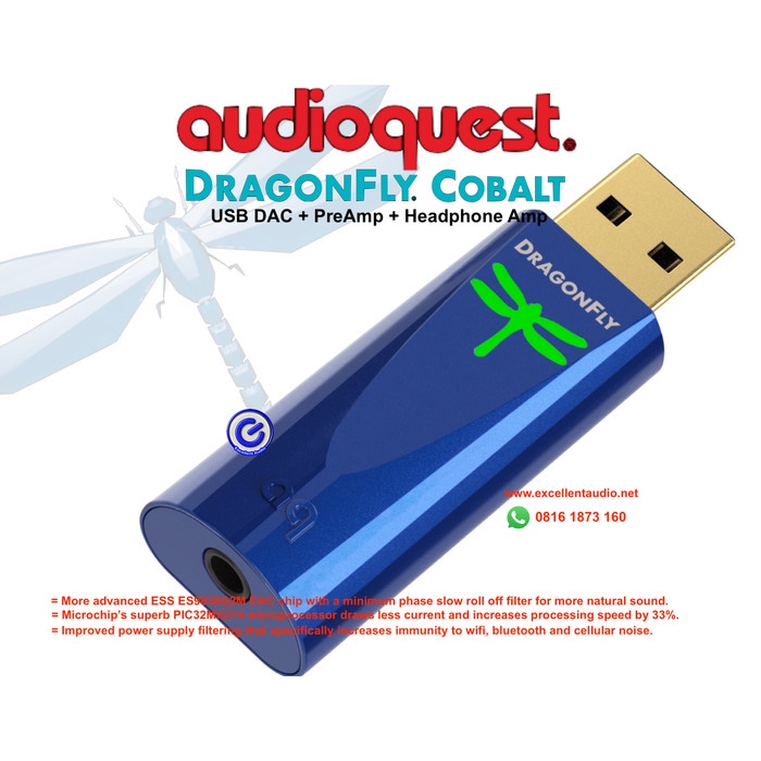 AUDIOQUEST DRAGONFLY COBALT PORTABLE USB DAC HEADPHONE AMPLIFIER