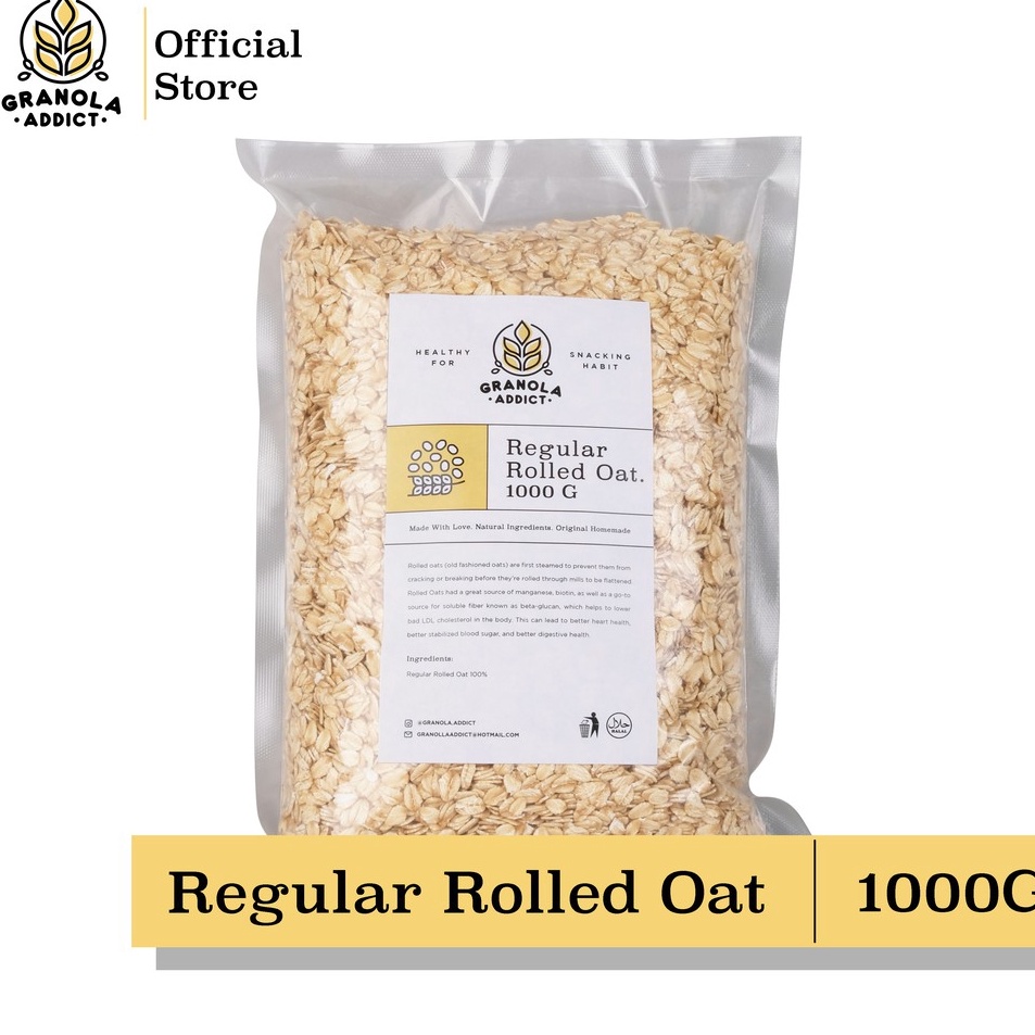 

Ready Stok Granola Addict - Rolled Oat / Gandum Utuh / Gandum Kasar 1KG