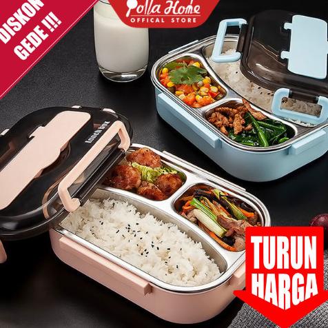 Kotak Makan Stainless Steel 304 Kotak Makan Sekat 3 Peralatan Makan
