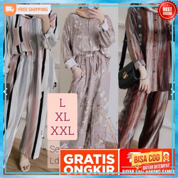 Baju Satu Set Celana Oneset Muslim Wanita Termurah Pakaian Cwek Style Korea Setelan Wanita Terbaru B