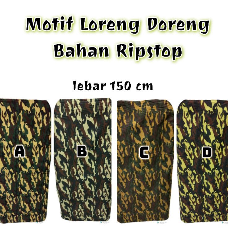 Readystock 0IBGM Kain meteran bahan ripstop motif loreng doreng tentara W52 ➥Ready stock