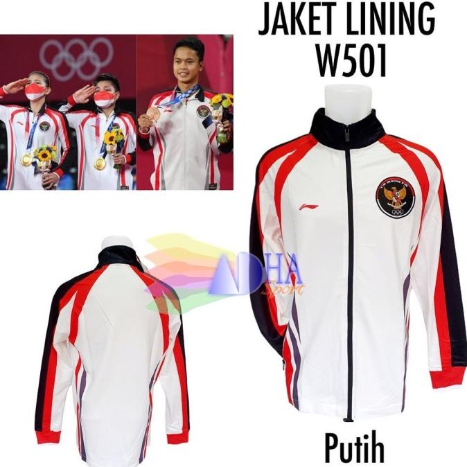 Jaket Badminton Olimpiade Lining W 501 Putih ADHA SPORT