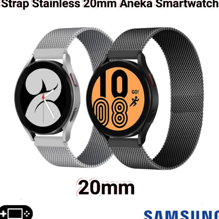 UA Strap Stainless 20mm Samsung Galaxy Watch Active 1 2 40mm 44mm Gear S4 42mm Steel Tali Jam ☆ ★★★