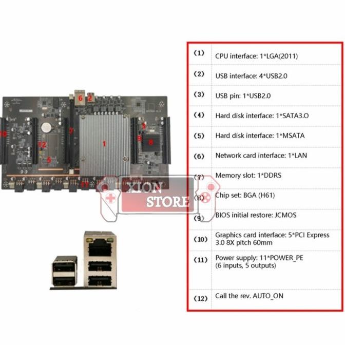 Motherboard mining BTC-x79 5 X vga RTX 3060 Eth RTX3060 Rig 5 Pcie x16