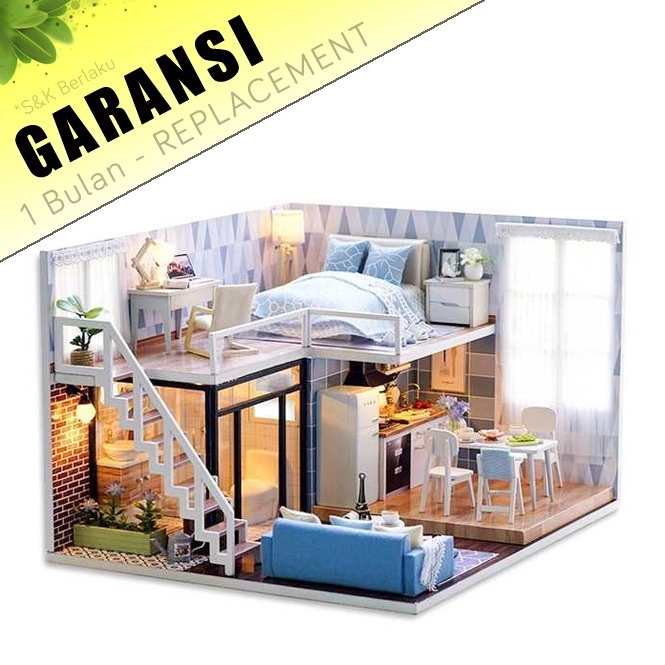 ❉JNo [COD] Miniatur Rumah Boneka DIY Doll House Wooden Furniture Roomdetail Minimalis 3D Mini Bahan 