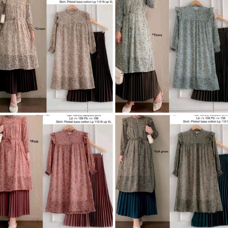 IdUu1U5 SETELAN TUNIK CERUTY BABYDOLL JUMBO//TUNIK CERUTY JUMBO//ROK JUMBO//JOVITA SET//SETELAN TUNI