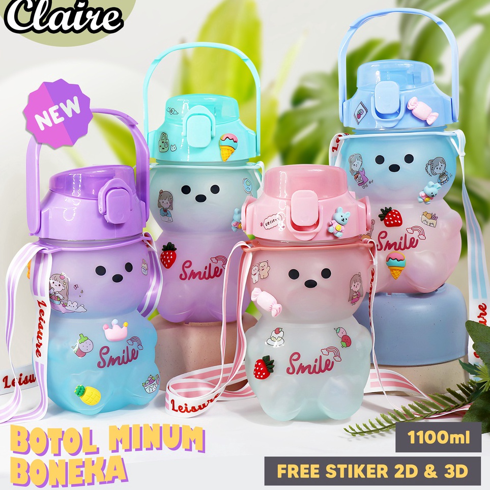 Baru BOTOL MINUM BONEKA VIRAL MURAH WARNA 1.5 LITER dan 1.1 Liter 2D & 3D STICKER