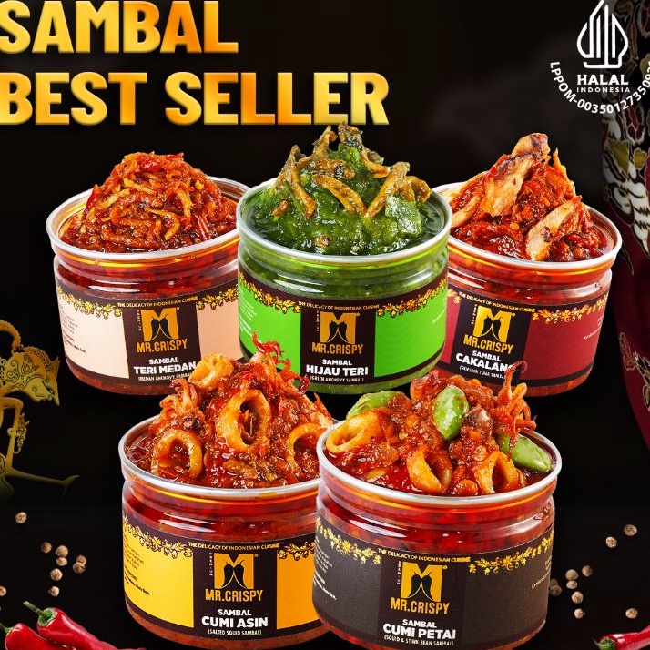 

Stock Banyak Sambal Cumi Asin/Pete/Bajak Ebi/Teri Medan Sambel Mr.Crispy Big Sale