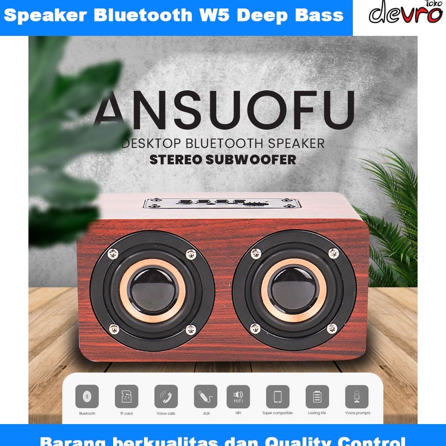 ➣ Speaker Bluetooth Stereo Subwoofer - Speaker Portable - Wood Materials - W5 ✭ ✤