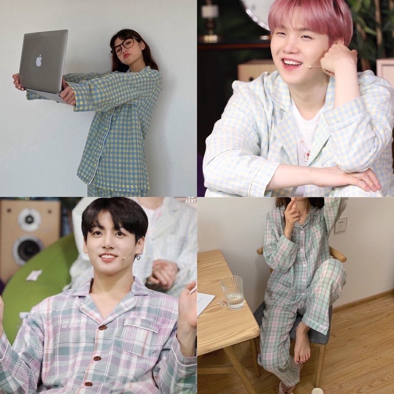 VIRAL Piyama Kotak Import Korea Lengan atas panjang Piyama korea Taehyung PP