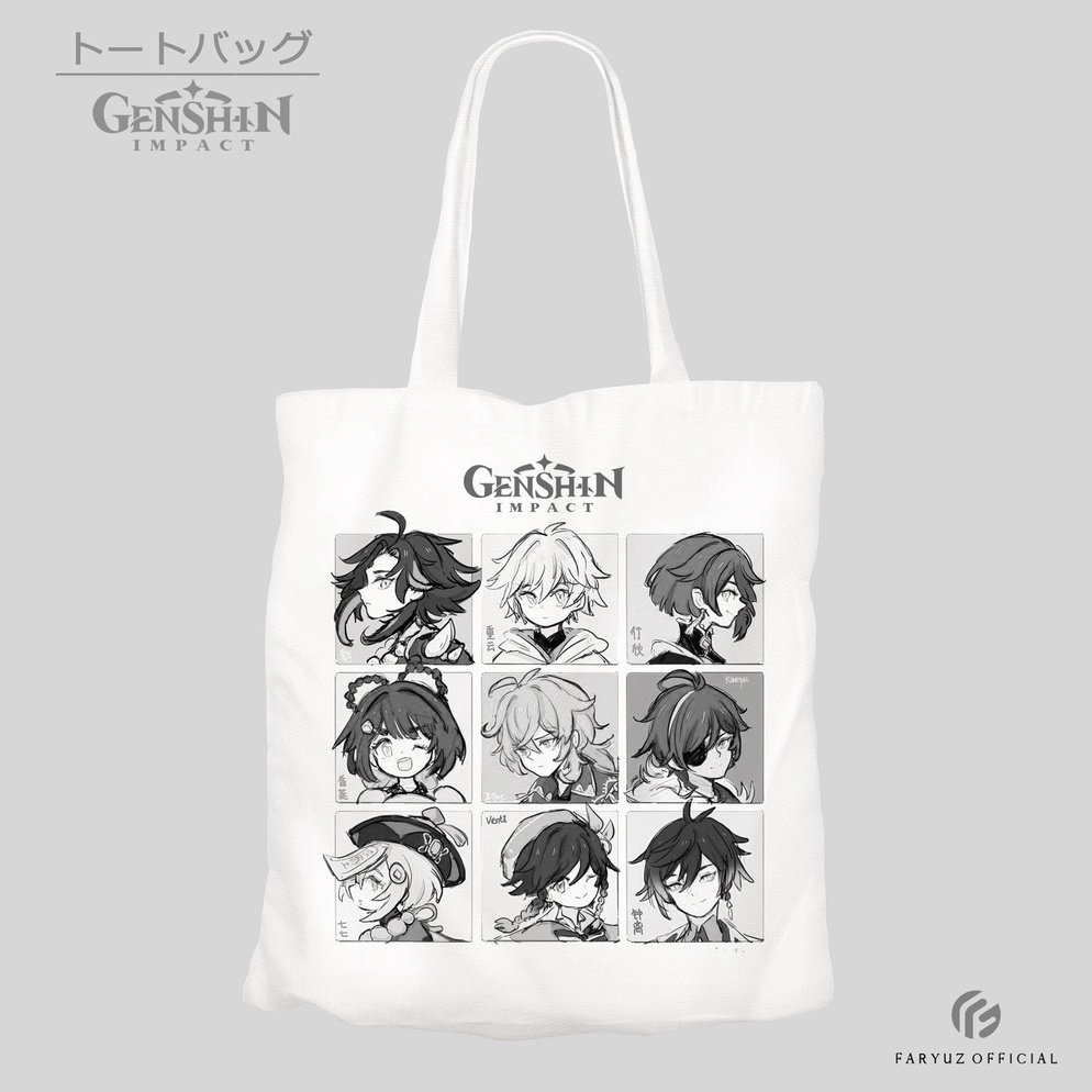 ❅|LarisTotebag Karakter Game Genshin impact Tote Bag Kanvas Tebal Pria Wanita Custom Ukuran 41x30 cm