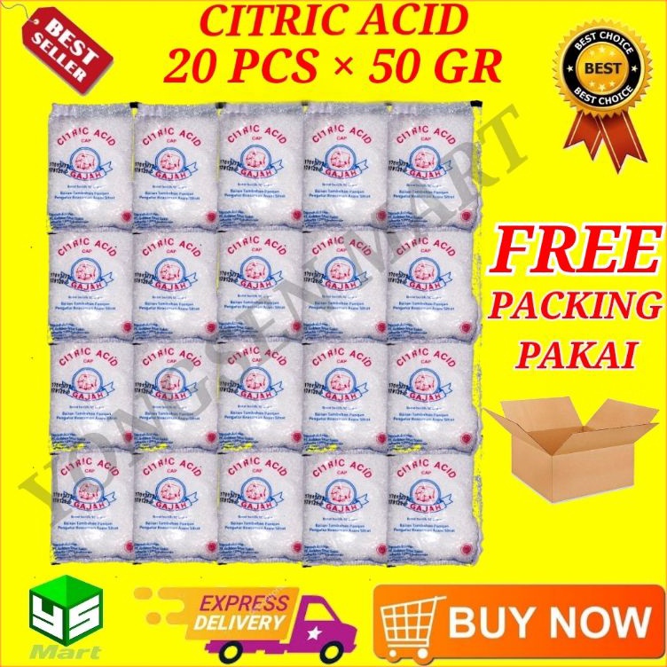 

➥☈✥ citric acid cap gajah 50gr @ 20 bungkus asam citrun pemutih pembersih Terlaris