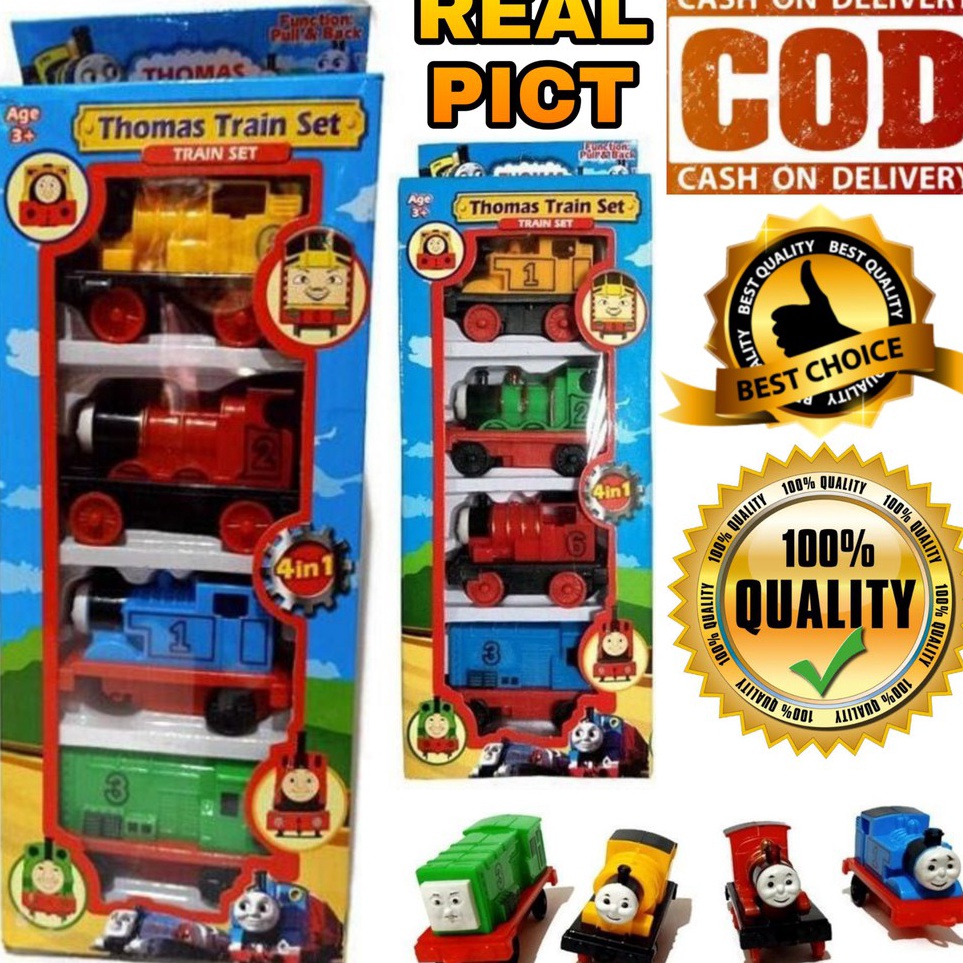 ➦✫✢ PROMO 311 Mainan Anak Isi 4 PCS  Set Mobil Kereta Api Thomas & Friend PullBack / Train Play Set 