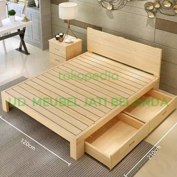 Promo Dipan Bed Laci Ranjang Tempat Tidur Kayu Solid Jati Belanda Murah Bestq