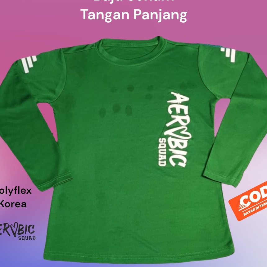 Termurah Kaos olahraga lengan panjang baju senam aerobic fitness gym voli wanita 