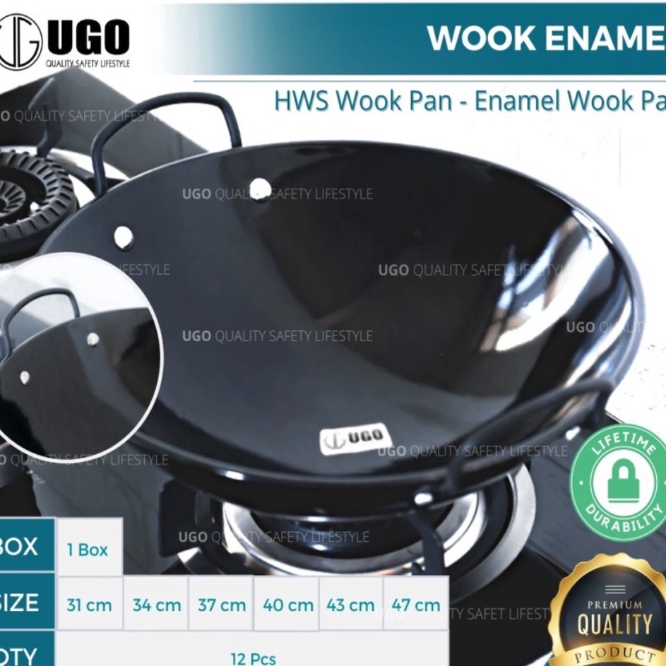 Best seller WOOK ENAMEL KUALI WAJAN HITAM ENAMEL TEBAL WOK PENGGORENGAN r Produk Premium ♠.