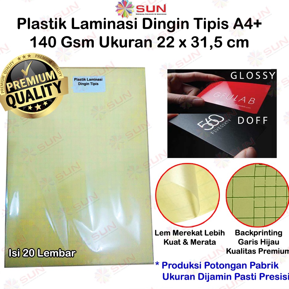 

ZCNT3480 [PROMO sALE!!!] Plastik Laminasi Dingin 140 gsm A4 isi 20 lembar - Motif Glossy, Doff ( Sticker Bening Transparant Pelapis Kertas Foto Glossy Photo Paper )