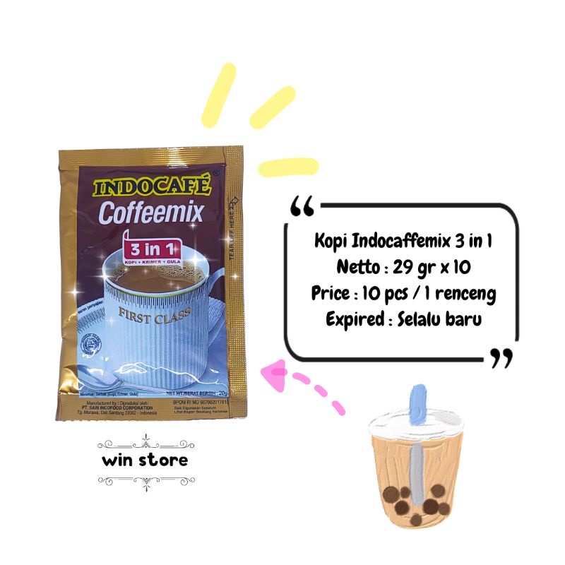 

Kopi Indokafe Mix Kopi Indocafemix Indocaffe Coffemix Coffeemix 3in1 Sachet Renceng 10pcs Minuman Kopi Bubuk Instan