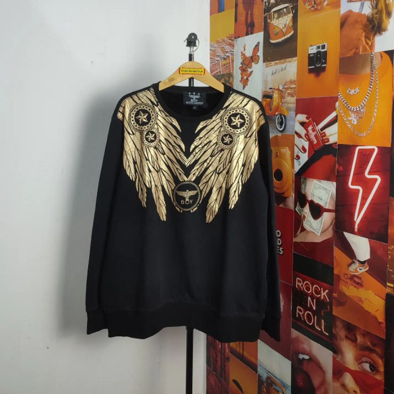 CREWNECK BOY LONDON BACKHIT BIGLOGO GOLD SIZE XL FIT XXL