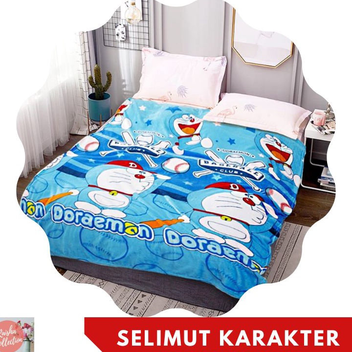 NHKODE78 Free Tas Mika Selimut Bulu Anak Selimut Karakter Halus Jumbo Ukuran 135x175cm 951♙