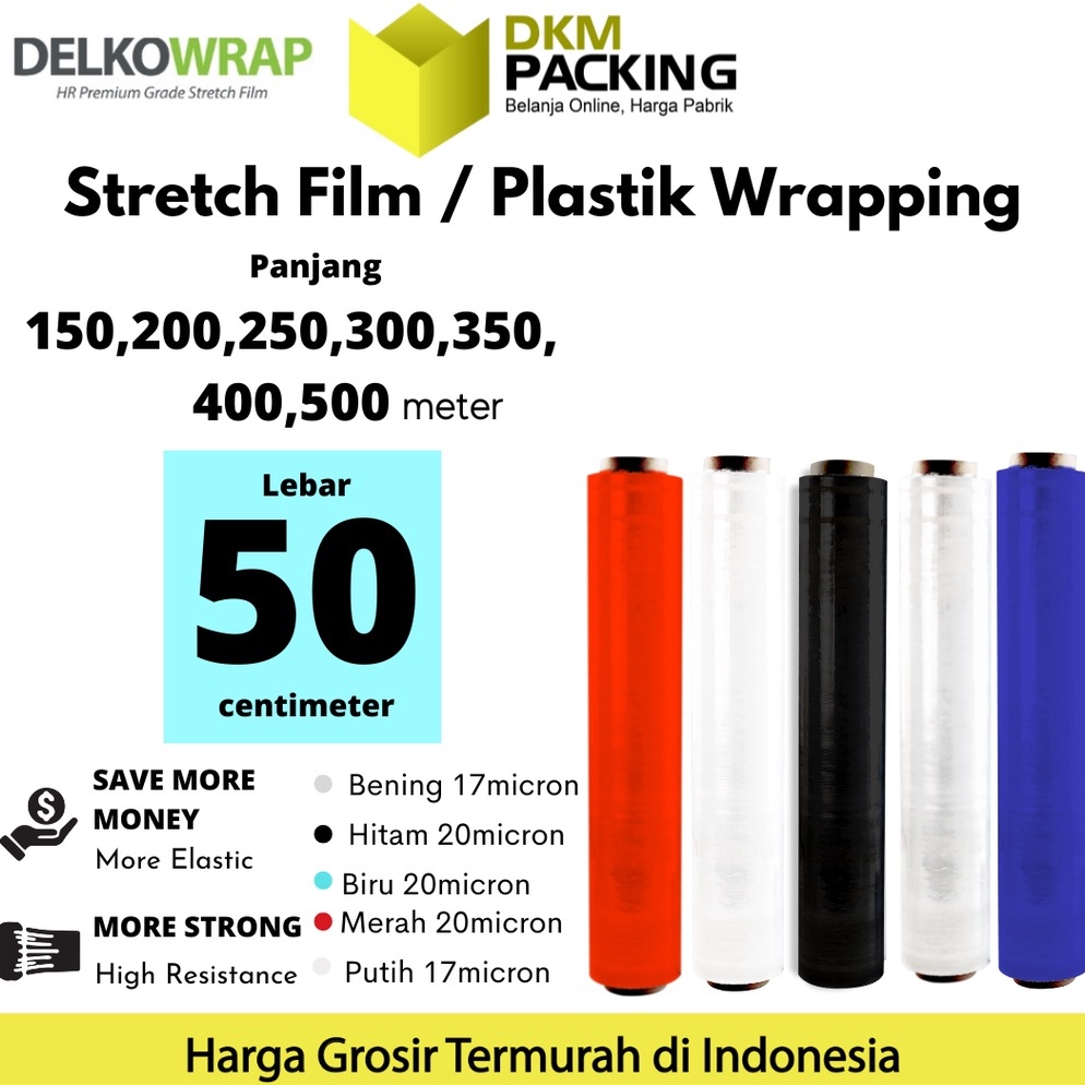 

☠|Best ProdukPlastic Wrap 50cm Stretch Film Plastik Wrapping DELKO WRAP TERMURAH /SATUAN✼