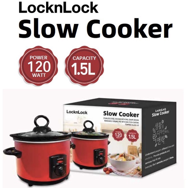 Terlaris Lock N Lock Slow Cooker 1.5L - Ejp136Red Ori Garansi