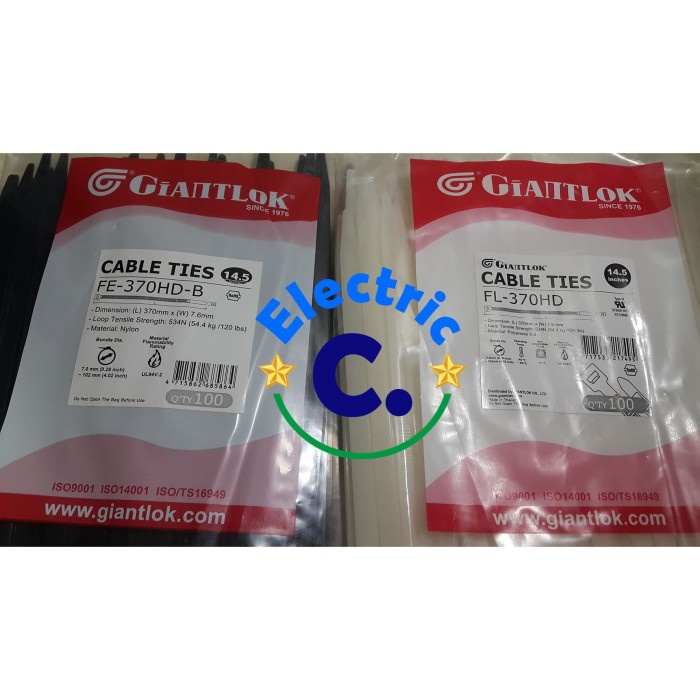 

Terlaris Kabel Ties / Kabel Tis / Giantlok / Fl-370Hd / Fl-370Hd-B / 370X7.6