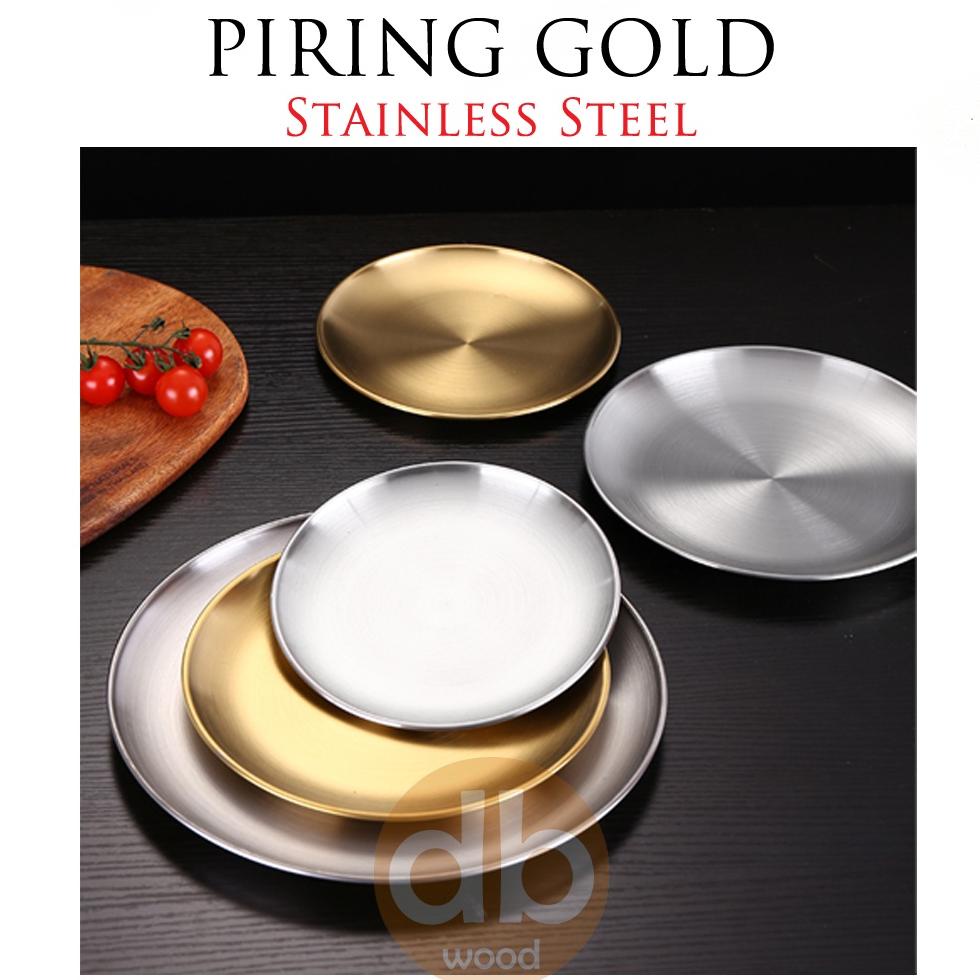 Terkini Piring Bulat Gold| Piring Stainless Gold| Piring Korea Aesthetic Update 2023