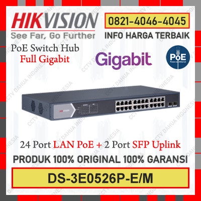 Terlaris Poek Poe Switch Hub 24 Port Gigabit Hikvision Ds-3E0526P-E/M Ori Bergaransi