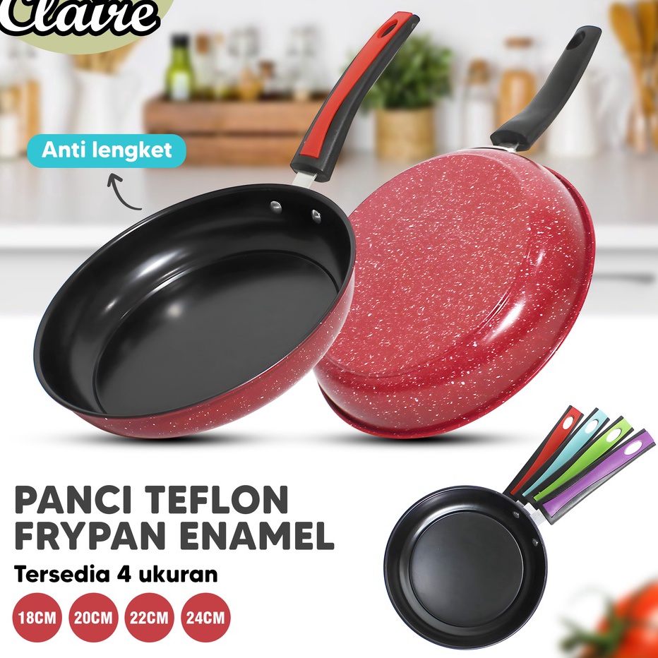 Dijual  Panci Teflon Frypan Enamel / Panci Penggoreng Warna