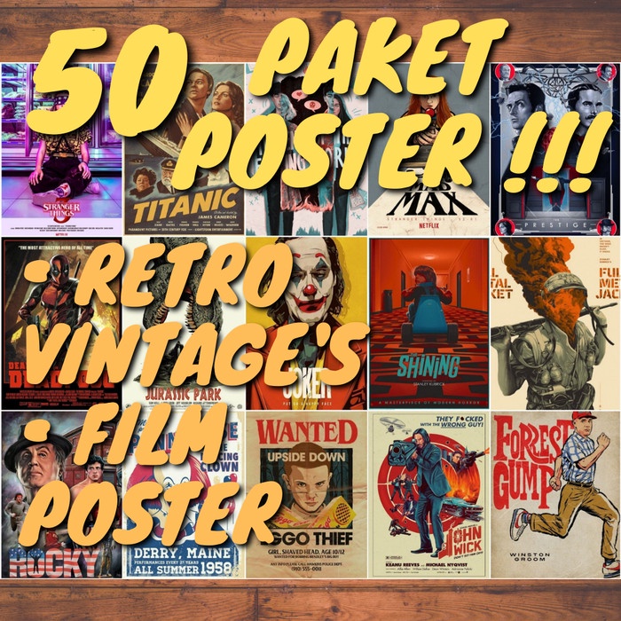 best NEW AESTHETIC POSTER RETRO VINTAGE POSTER DINDING COLLAGE KIT 50PCS