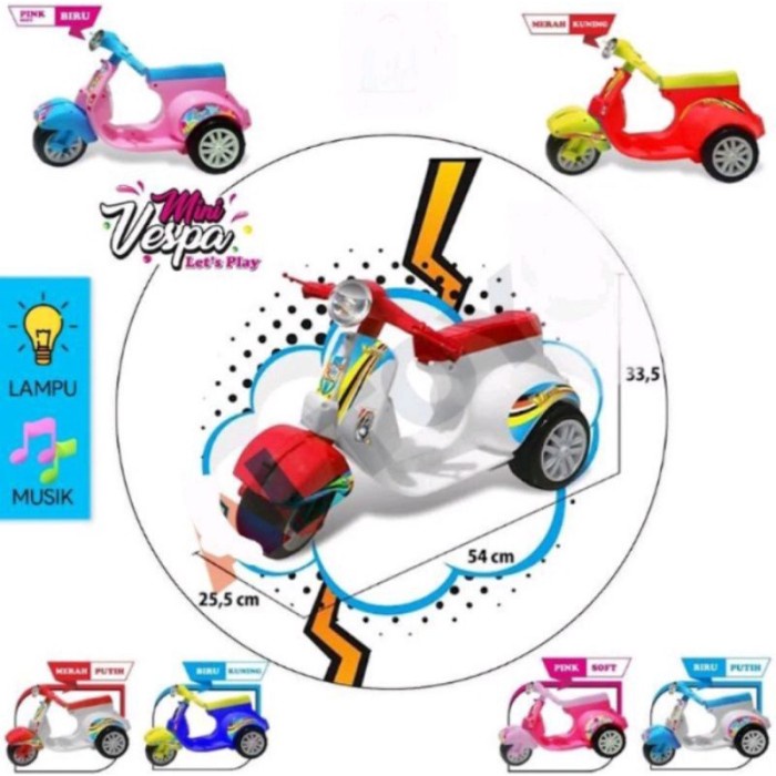 DISKON SPESIAL MAINAN VESPA MINI ANAK / VESPA KECIL ANAK / MOTOR DORONG + HELM TERMURAH