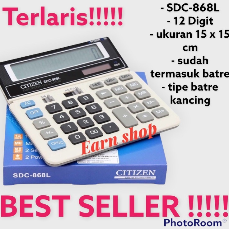 

✨Grosir✨ Kalkulator Citizen SDC 868 L Kalkulator 12 Digit Sudah Termasuk Batrai !!