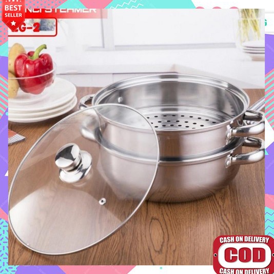 Set Panci Kukusan Cookware Korean Style 1Set Memasak Air Tutup Kaca Alat Kukus Premium Listrik Paanc