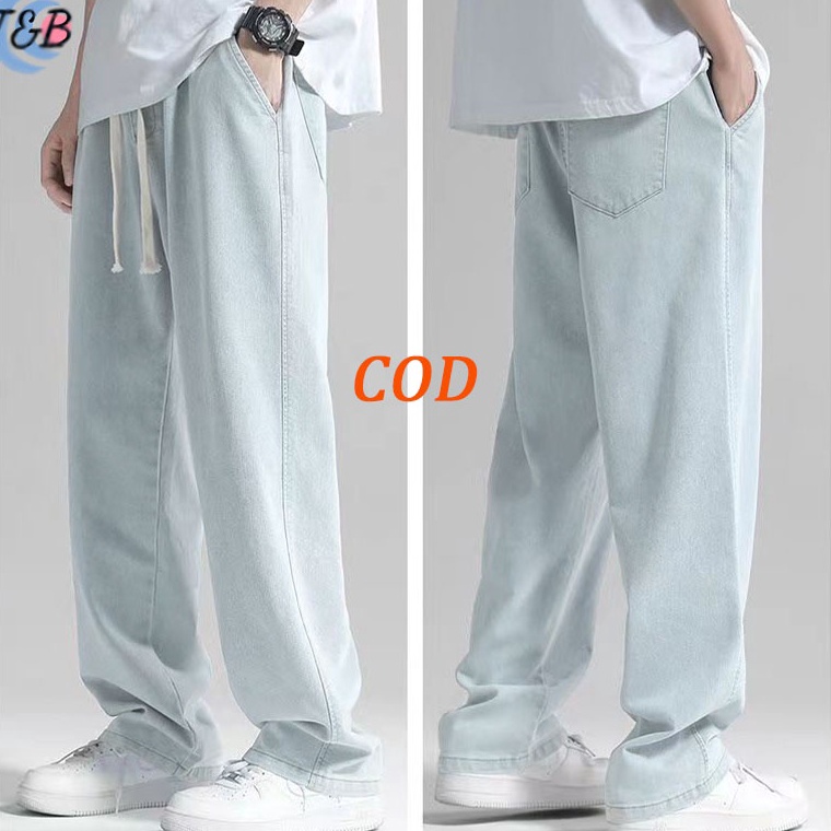 MURAH MERIAH. Celana kulot jeans pria jeans pinggang karet jumbo Baggy jeans pria Celana panjang cow