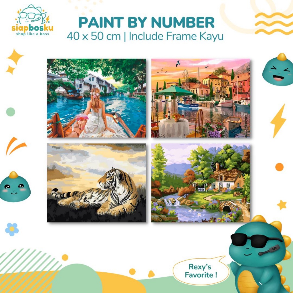 

WDX PAINT BY NUMBER 40X50 CM AESTHETIC LANDSCAPE KANVAS PAINTING KIT WITH FRAME SIAP LUKIS I3S