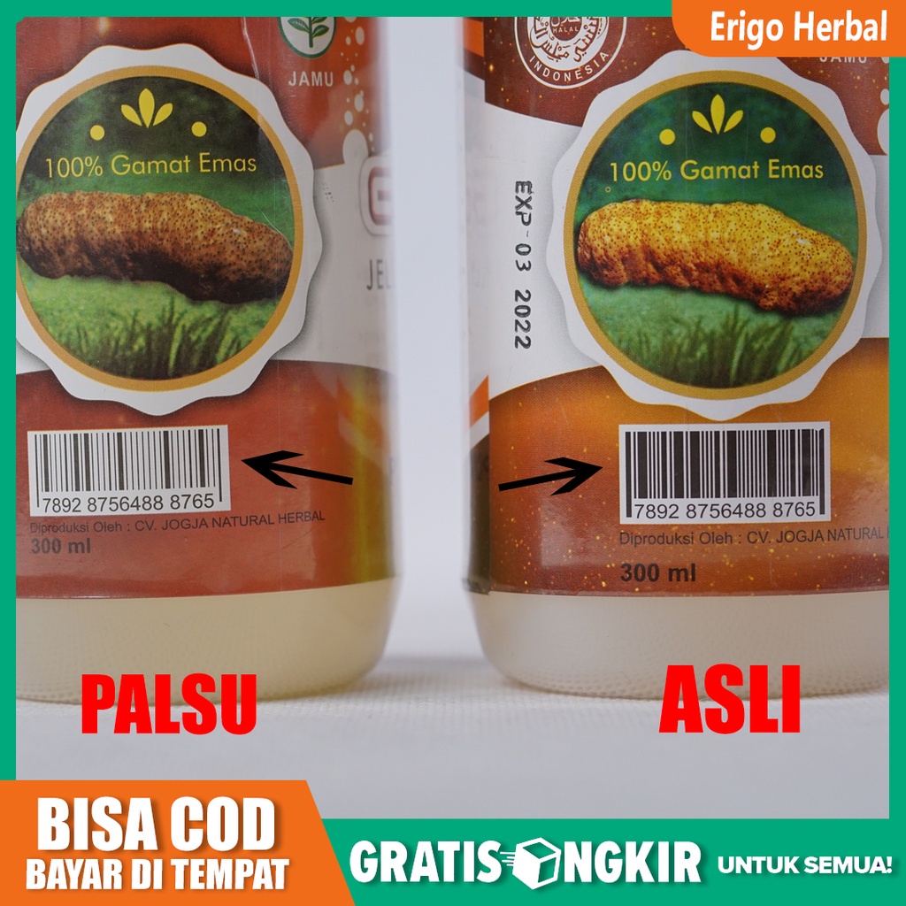 QnC Jelly Gamat Emas Asli 100% Original Teripang Obat Herbal Jeli Gelly Jely Gammat Tangerang COD