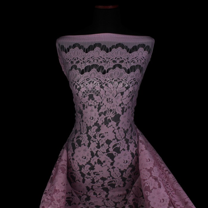 Terlaris Brokat Panel Semi Perancis Motif Mawar Crisan (Pink) (Alta Moda)*