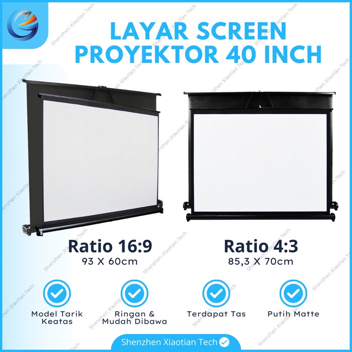Terlaris Table Projector Screen Portable Folding-Layar Proyektor Lipat 40 Inch