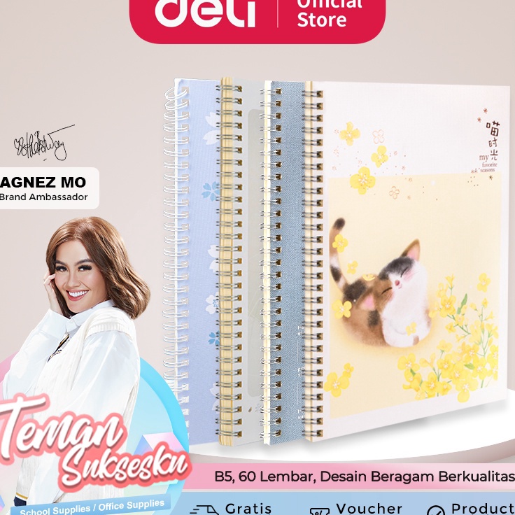 

QMQL7530 Terbaru Deli Loose-Leaf Buku Notebook spiral B5 60 halaman LB560