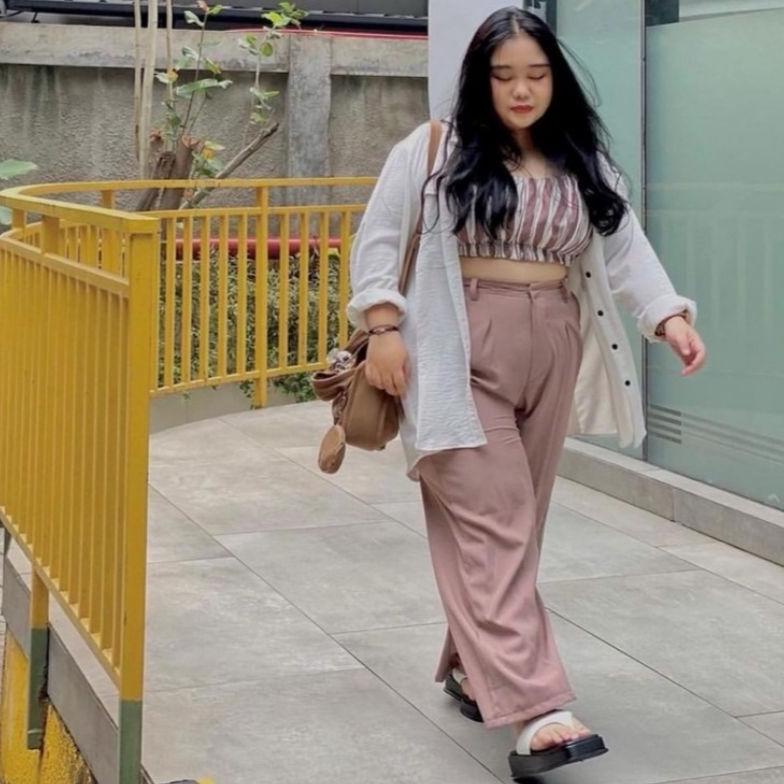 TERPERCAYA Loose Pants Trousers Jumbo (BIG SIZE) Wanita Anti Kusut - Celana Kulot Jumbo Highwaist Wa