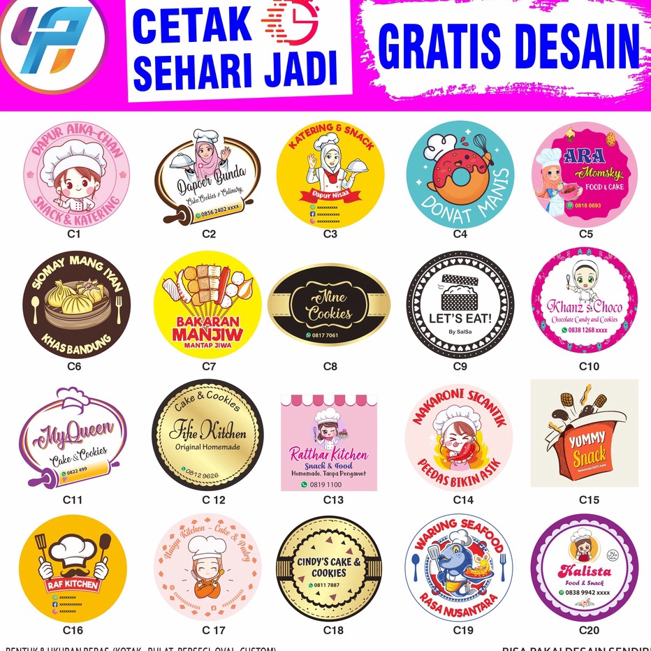 

VTDY7862 5.5 COD CETAK STIKER LABEL KEMASAN A3 KROMO + CUTTING (Kotak, Bulat, Oval, Custom)