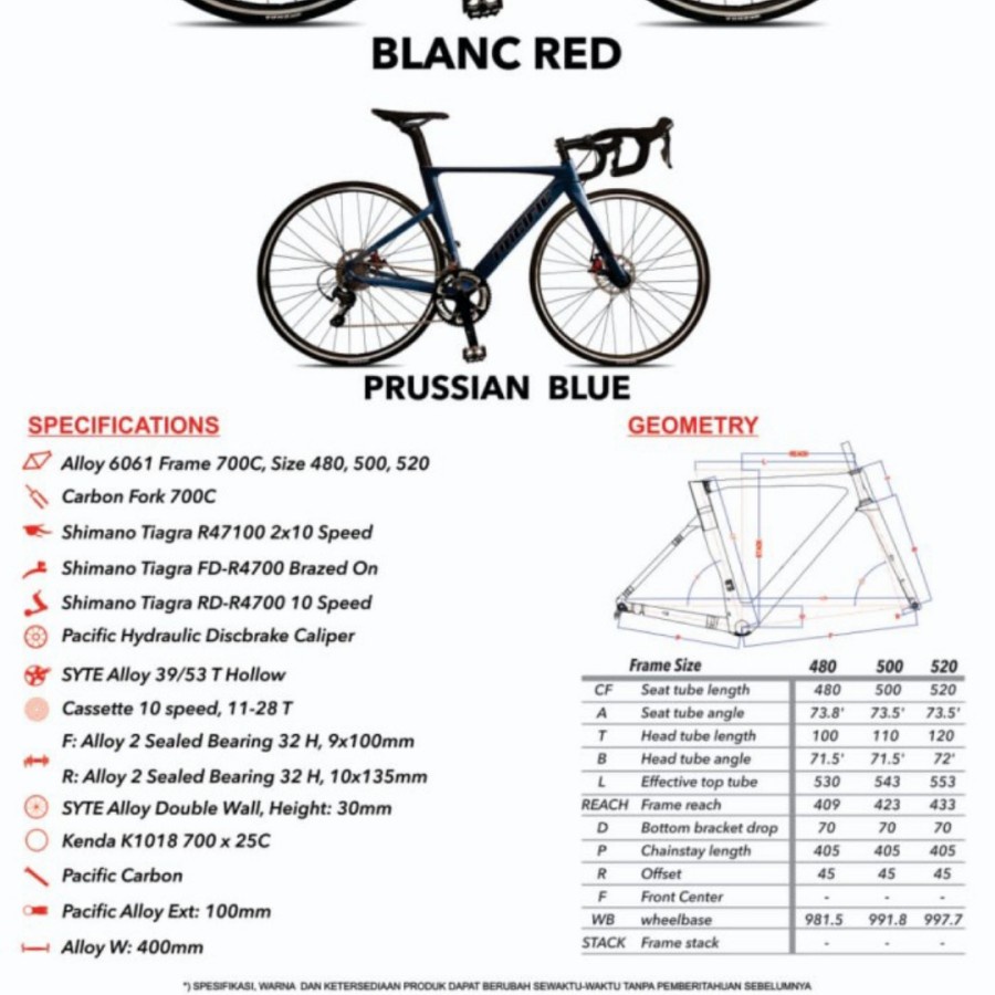 700C ROAD BIKE PACIFIC PARADOX RS ORIGINAL GARANSI 5 TAHUN