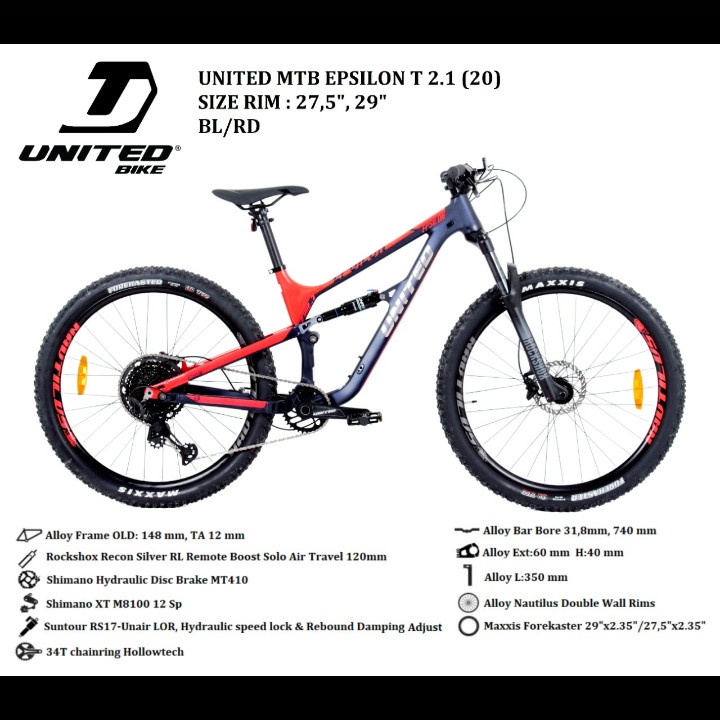 sepeda gunung 27,5"/29" UNITED EPSILON T 2.1 FULL SUSPENSI ORIGINAL