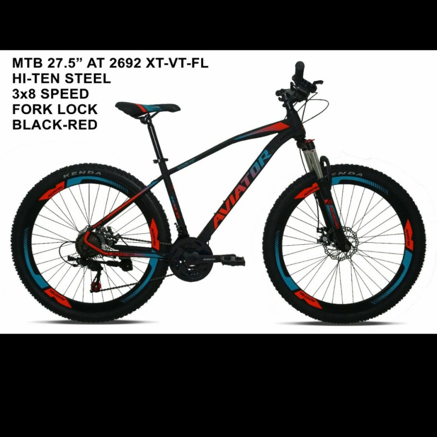 sepeda gunung 27,5" AVIATOR 2692 XT VT Fork bisa LOCK 24 SPEED