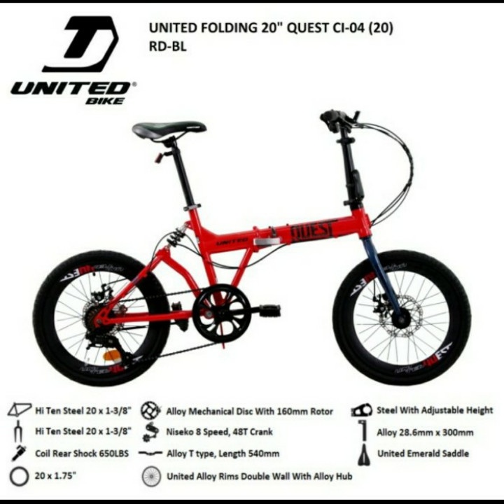 sepeda lipat murah 20" UNITED QUEST