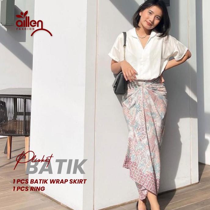 Rok Lilit Wanita Motif Batik Bahan Sutra Silk