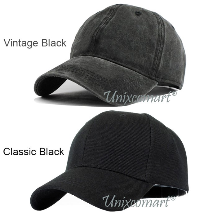 topi Plain Topi Baseball Hat Cap Casual Sport Distro Polos Pria Wanita - Classic Black(Y0A3) topi pr